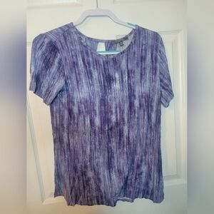 Lisa Rinna Collection XS Top Blouse Pullover Short Sleeve Blue Purple